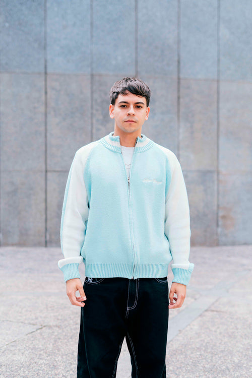 "Clubhouse" Zipper Knit Baby Blue