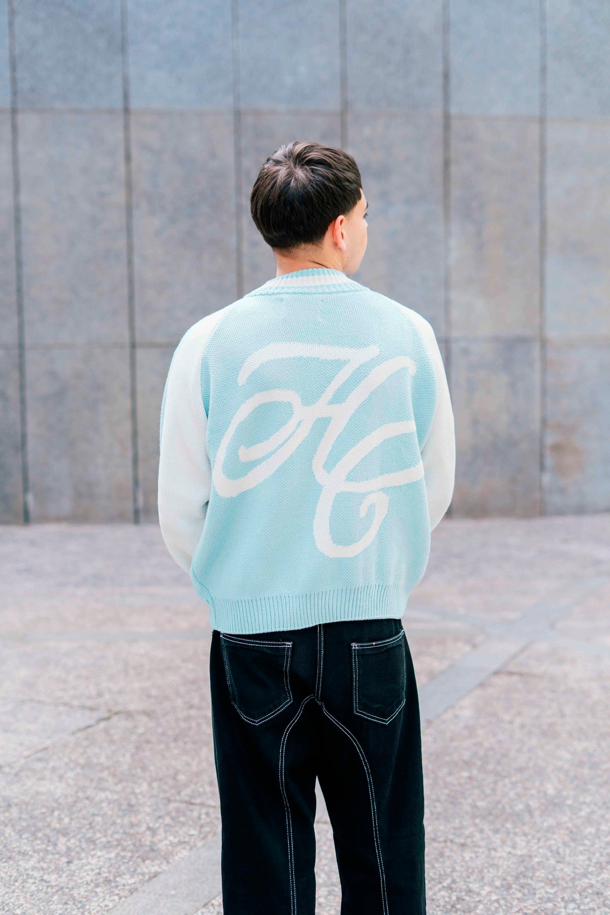 "Clubhouse" Zipper Knit Baby Blue