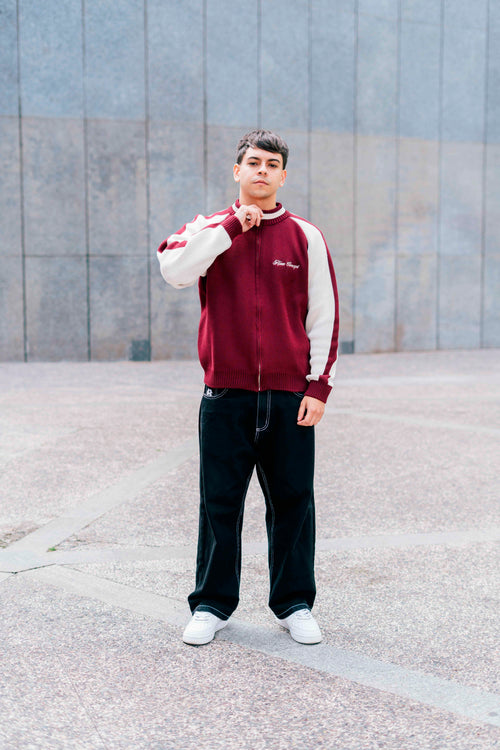 "Clubhouse" Zipper Knit Burgundy