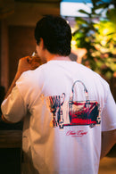 Polera boxy fit blanca con estampado After Game espalda