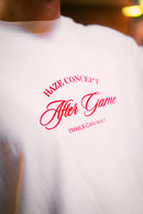 Polera boxy fit blanca con estampado After Game delantero