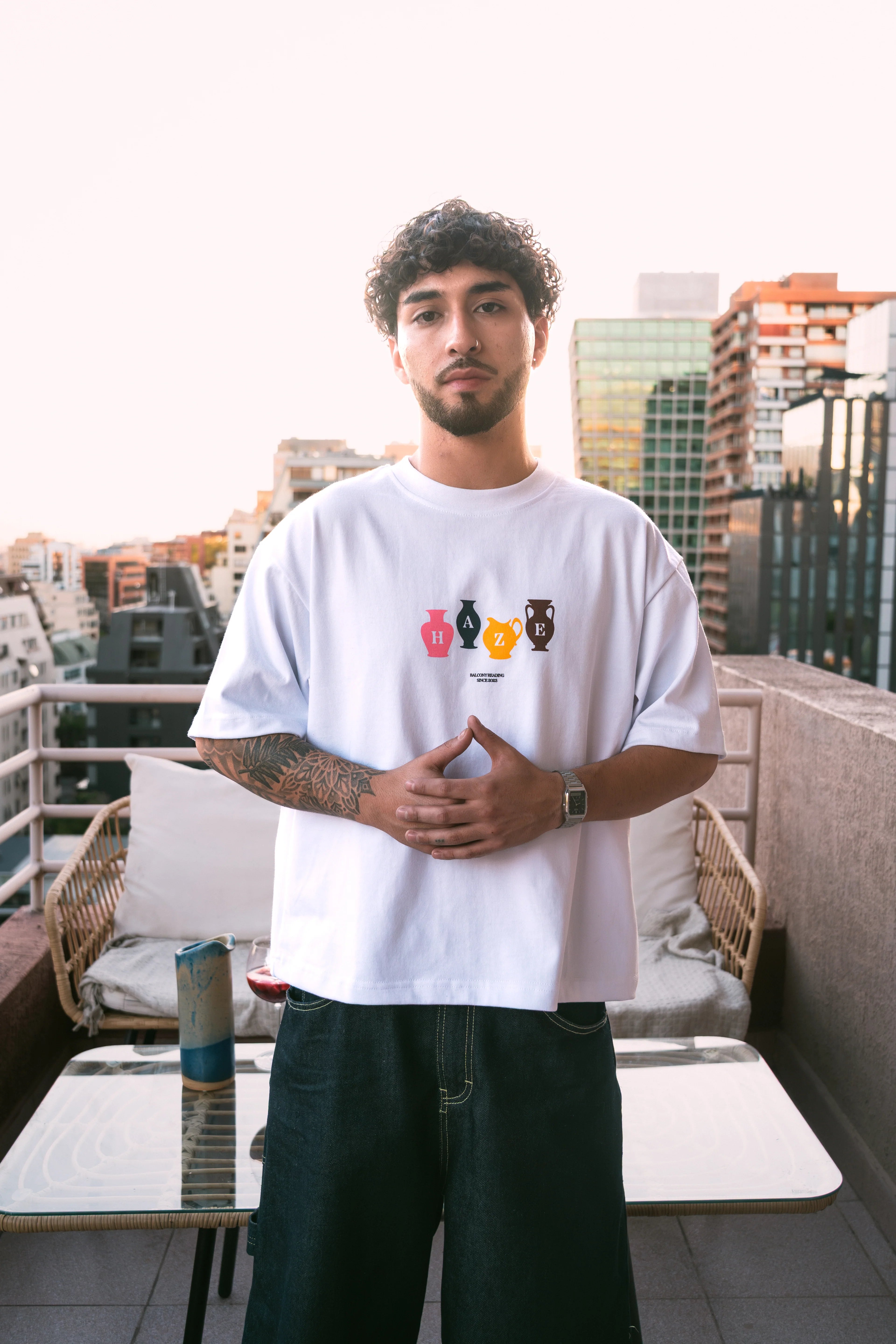 Balcony Reading V1 Boxy Fit Tee White