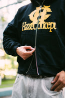 Poleron Double Zip Black con diseño Haze Concept delantero