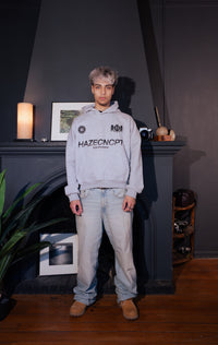 Boxy Fit Hoodie "New Standard" Melange Grey