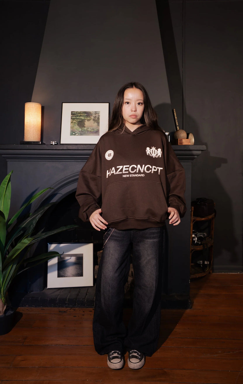 Boxy Fit Hoodie "New Standard" Chocolate