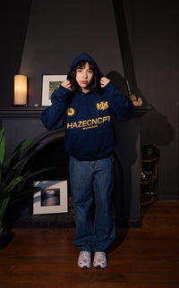 Boxy Fit Hoodie "New Standard" Navy Blue