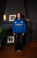 Polerón / hoodie Boxy Fit "New Standard" Azul Royal con estampado por delante