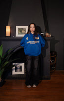 Polerón / hoodie Boxy Fit "New Standard" Azul Royal con estampado por delante