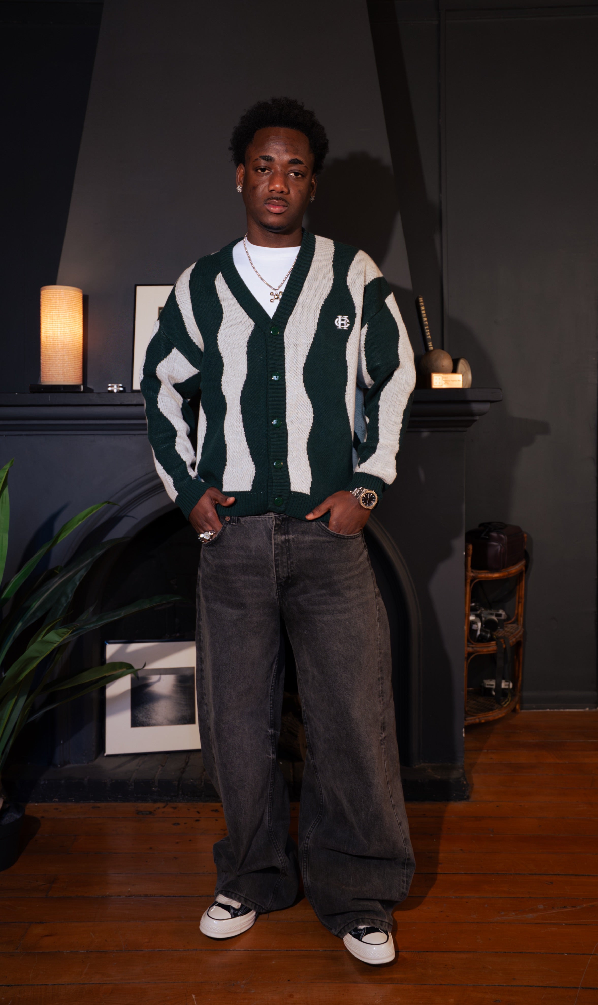 Pattern Cardigan Green