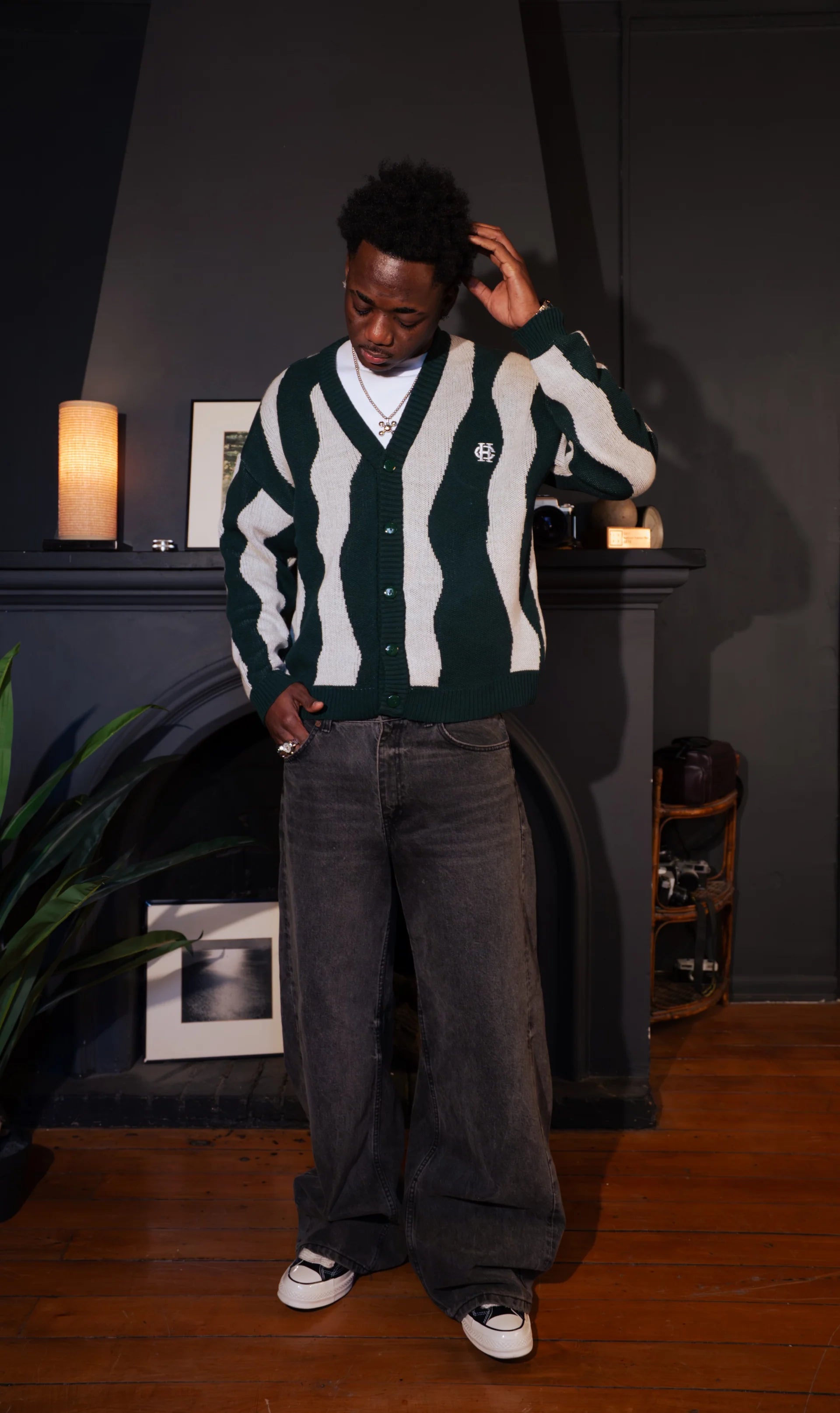 Pattern Cardigan Green