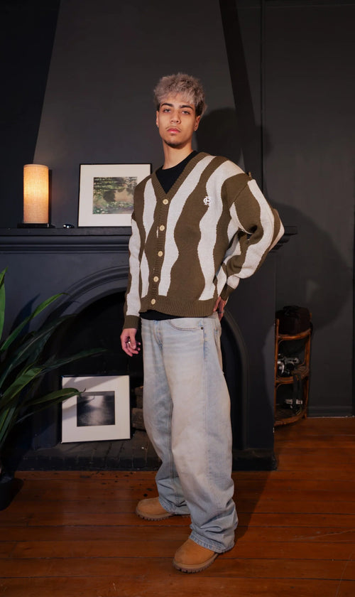"Pattern Cardigan" Camel