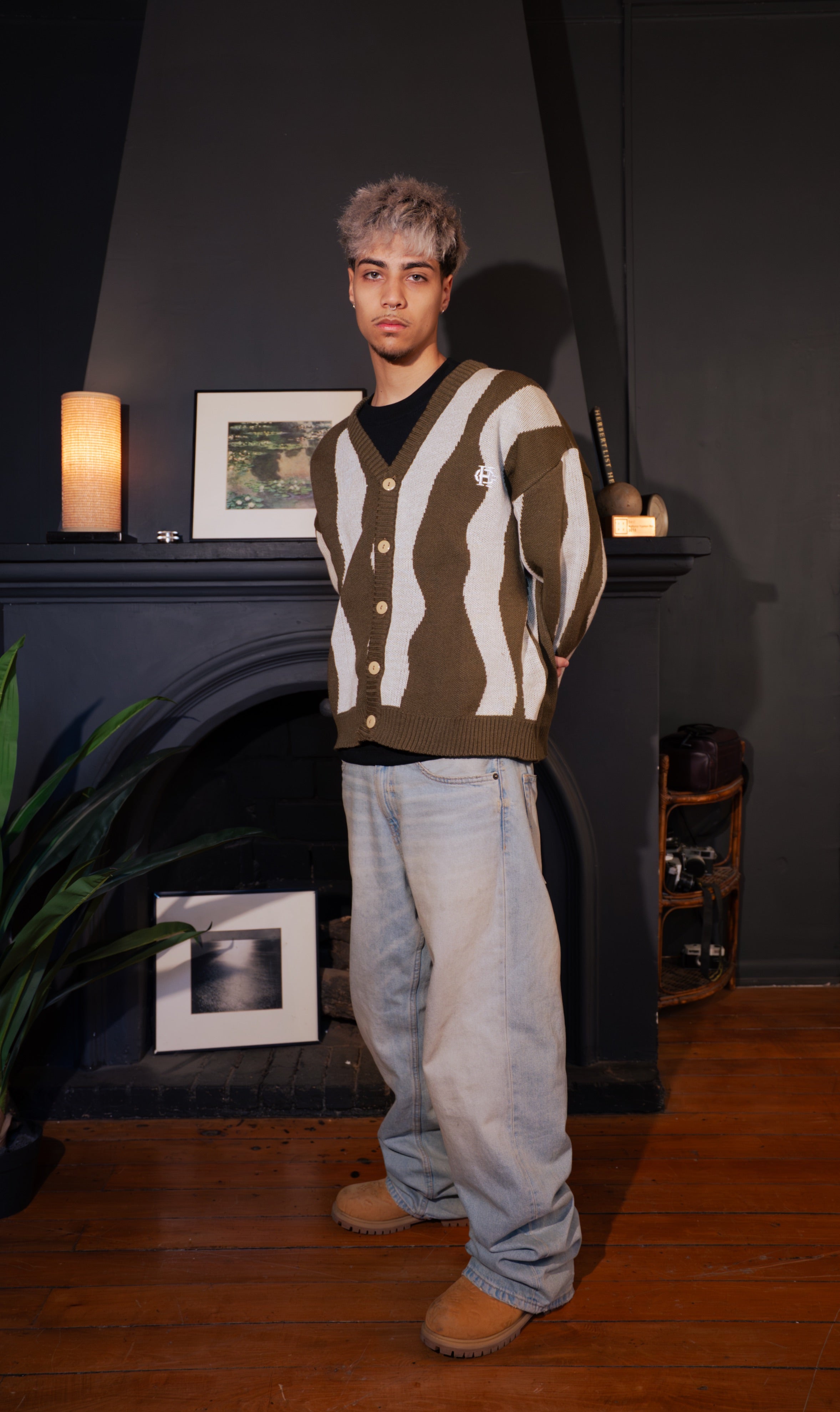 "Pattern Cardigan" Royal Blue