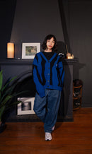 "Pattern Cardigan" Royal Blue