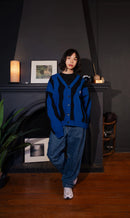 "Pattern Cardigan" Royal Blue