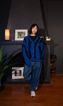 "Pattern Cardigan" Royal Blue