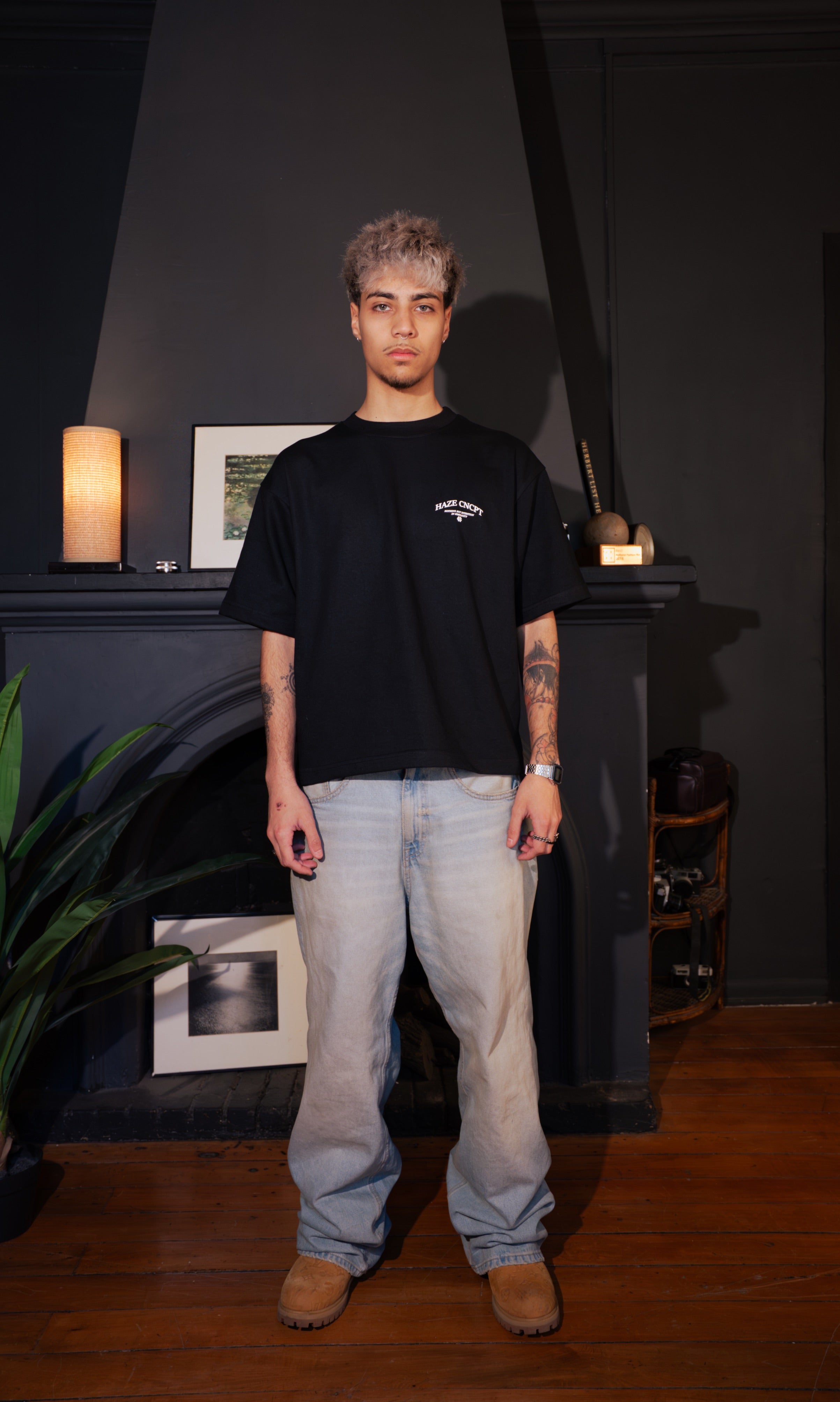 "Foam" Black Boxy Fit Tee