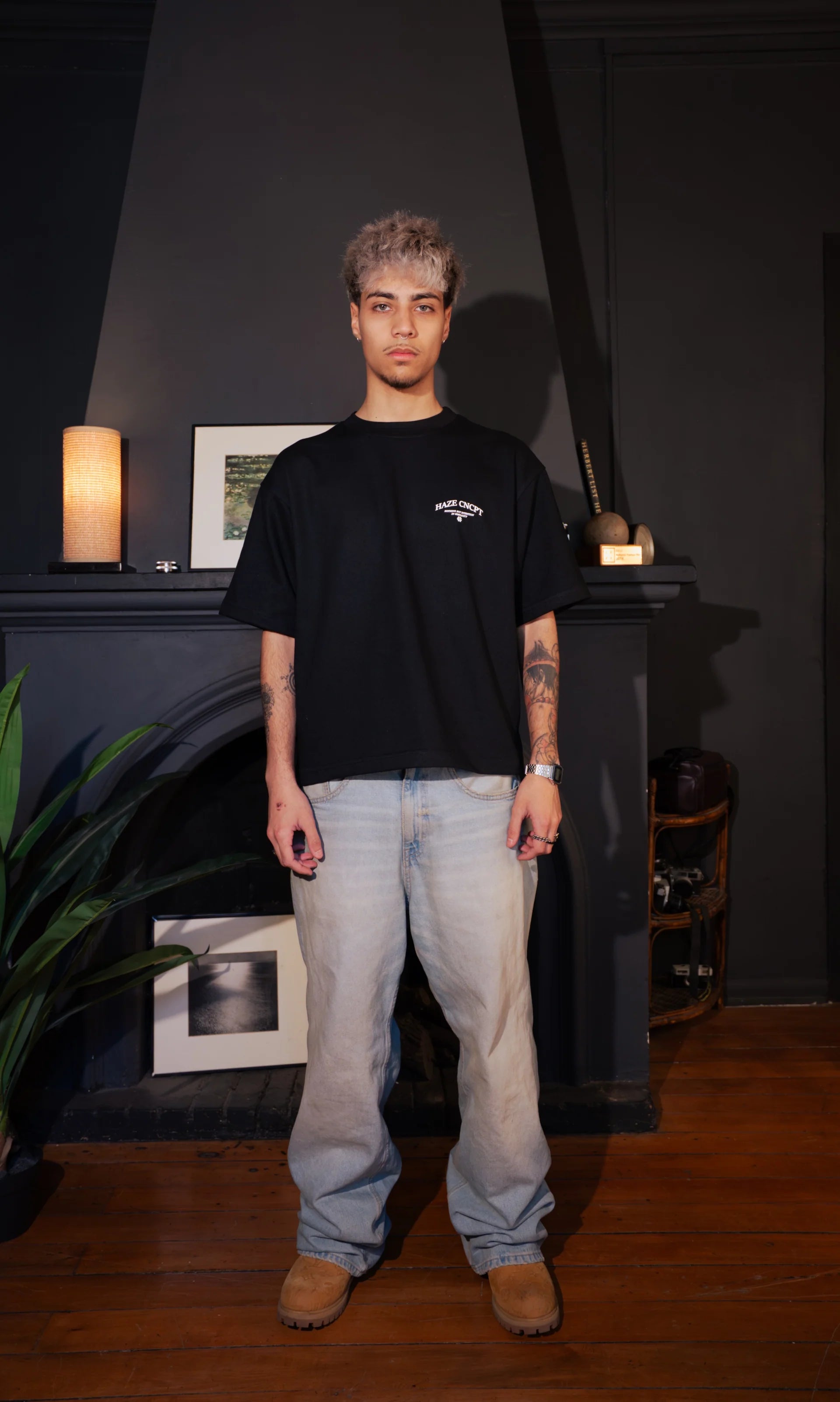 "Foam" Black Boxy Fit Tee