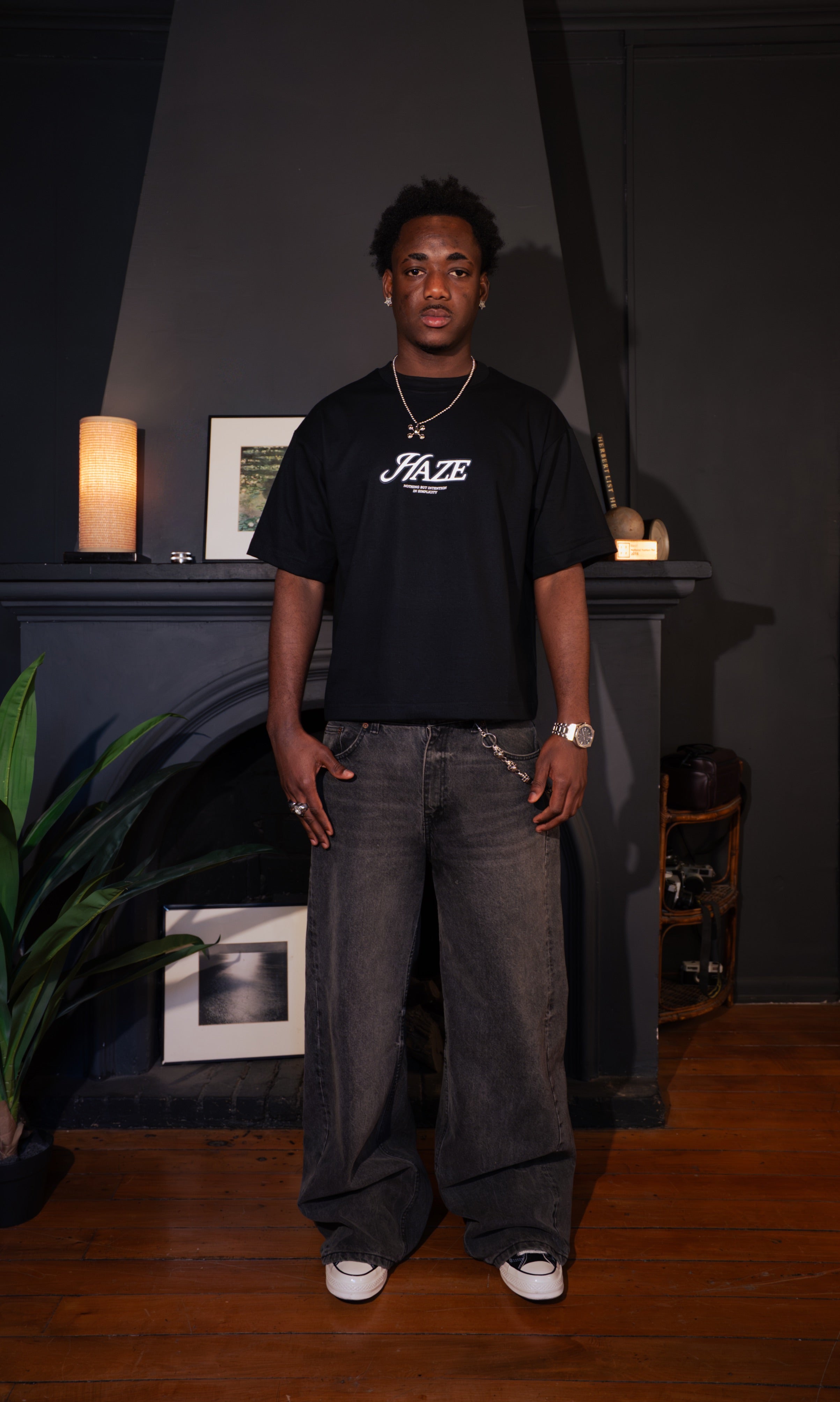 "Haze" Black Boxy Fit Tee