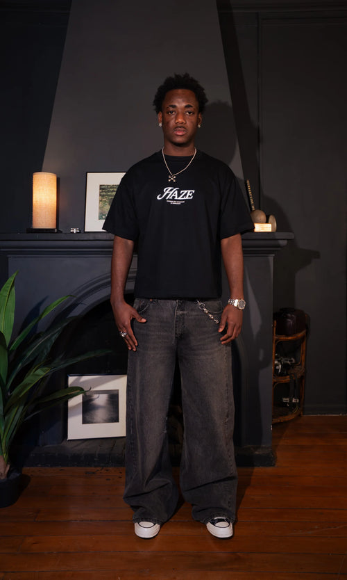 "Haze" Black Boxy Fit Tee