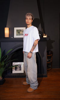 "Haze" White Boxy Fit Tee