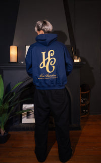 Boxy Fit Hoodie "Signature" Navy Blue