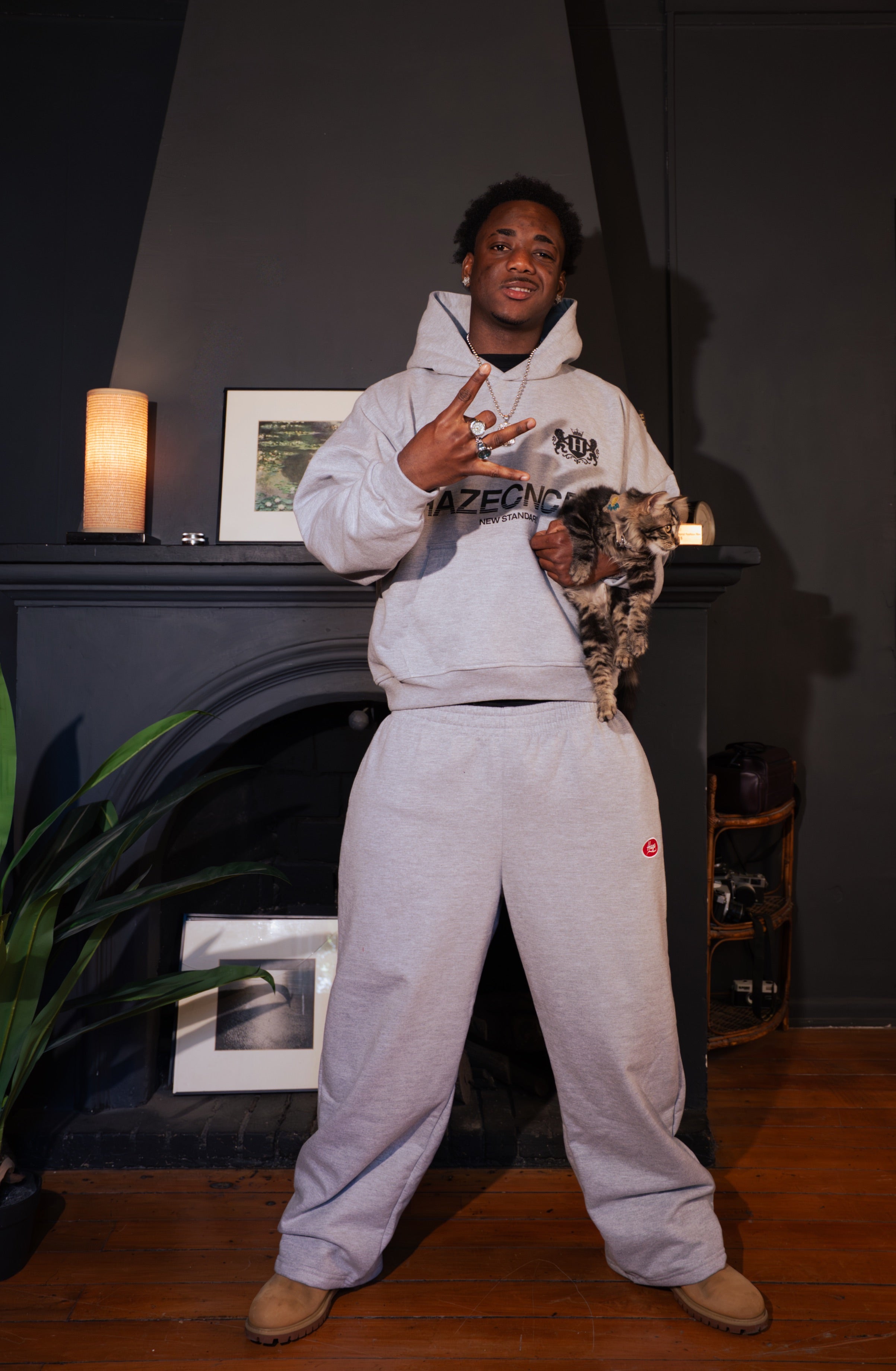 "Always On" Baggy Sweatpants Melange Grey