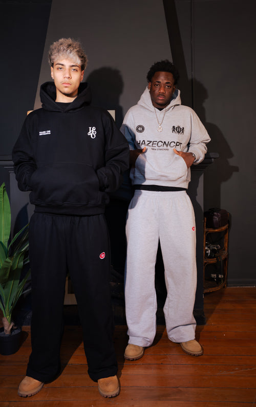 Buzo Baggy "Always on Sweatpants" negro y gris con bordado por delante