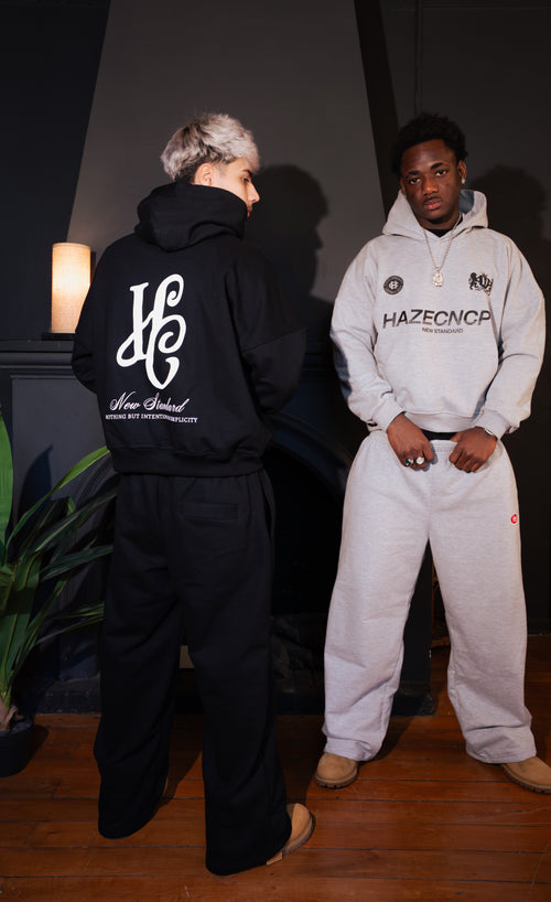 Buzo Baggy "Always on Sweatpants" negro y gris con bordado por delante