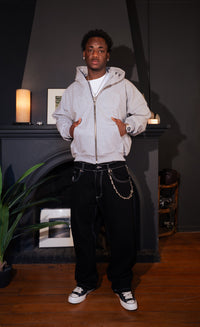 Zip Up "Logo" Melange Grey