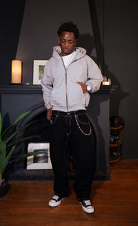 Zip Up "Logo" Melange Grey