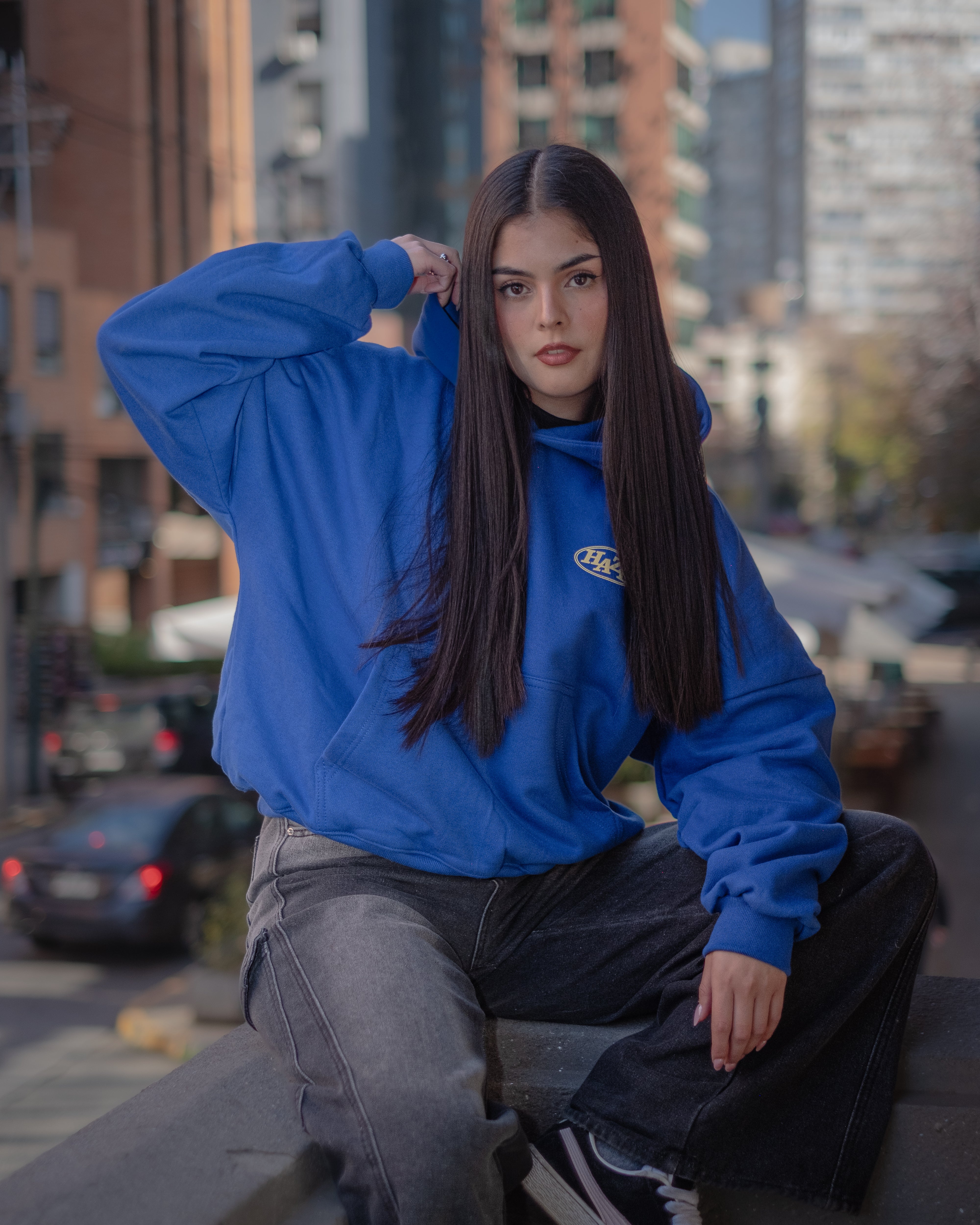 Boxy Fit Hoodie "Haze" Royal Blue