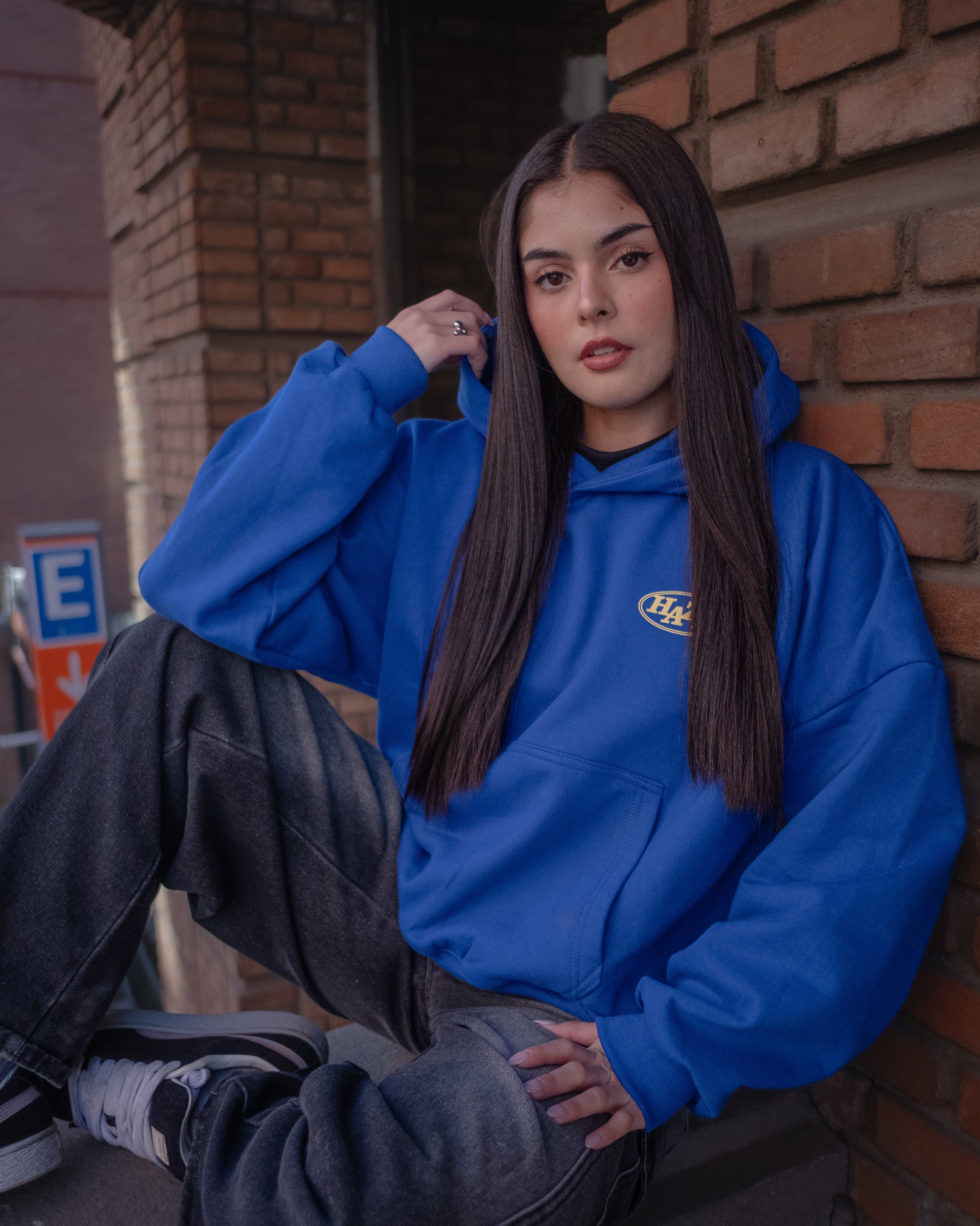 Boxy Fit Hoodie "Haze" Royal Blue