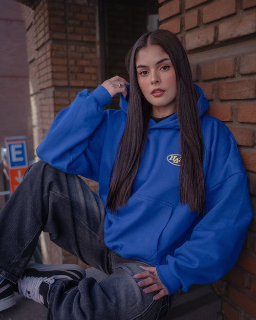 Boxy Fit Hoodie "Haze" Royal Blue