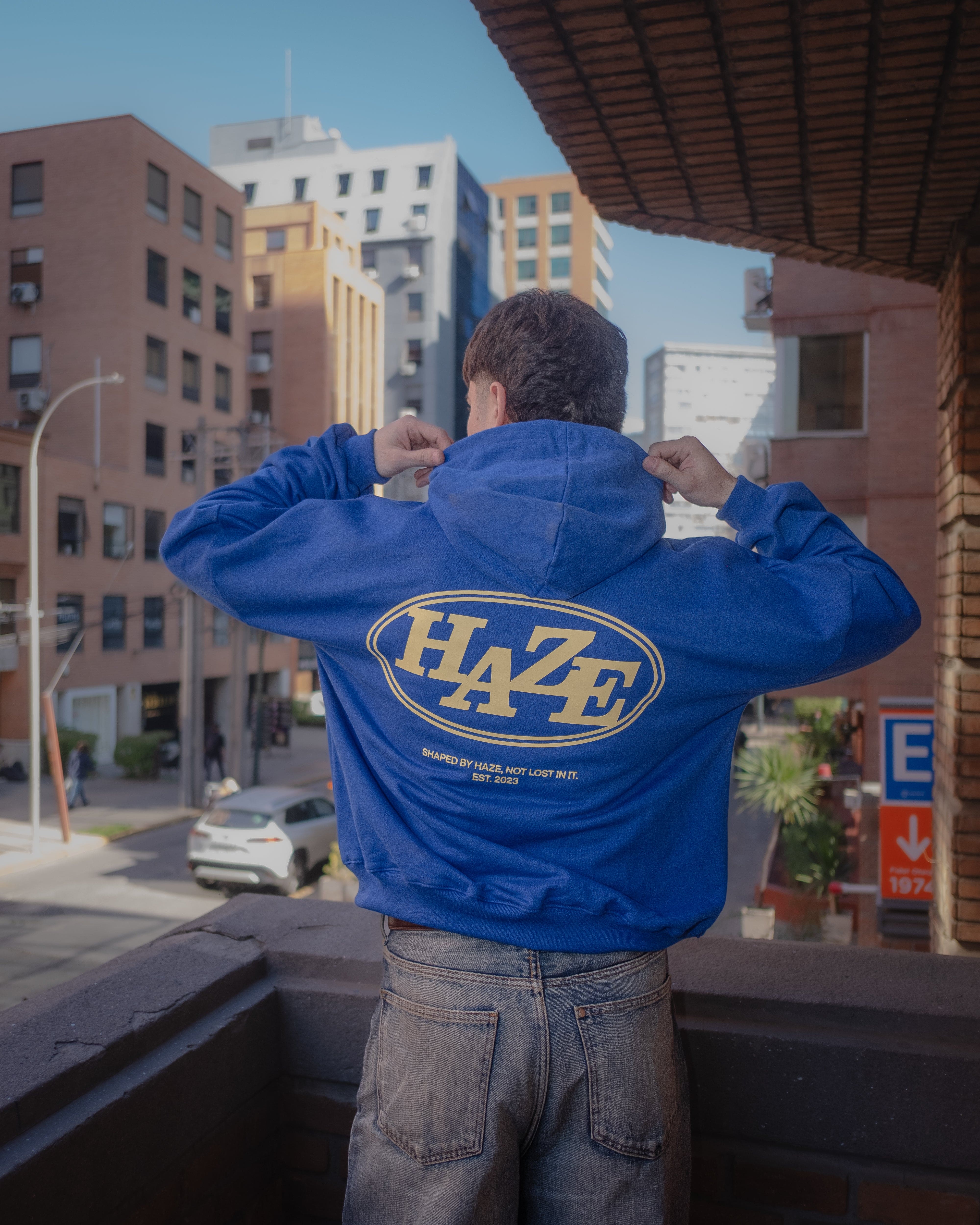 Boxy Fit Hoodie "Haze" Royal Blue