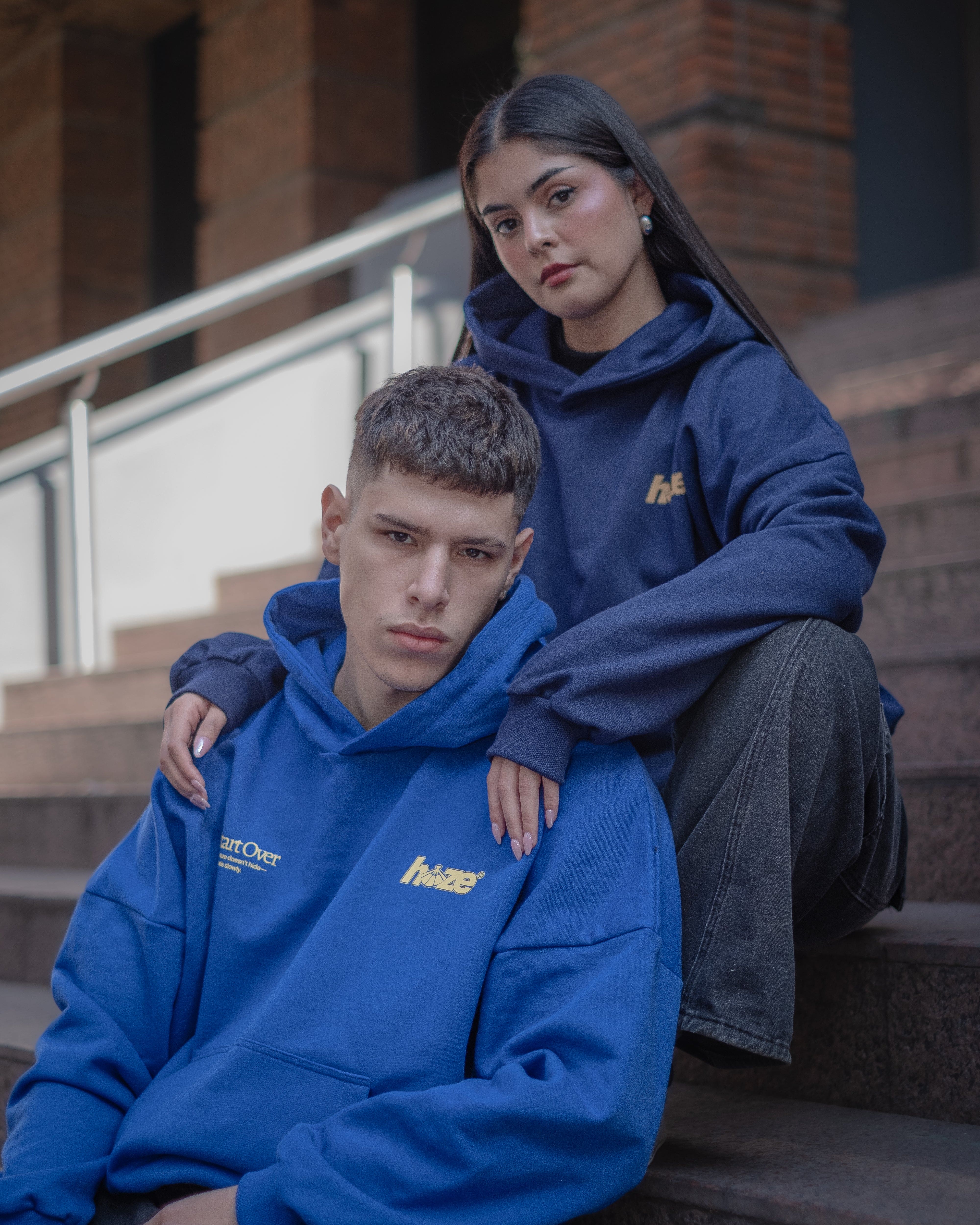 Boxy Fit Hoodie "Star" Royal Blue