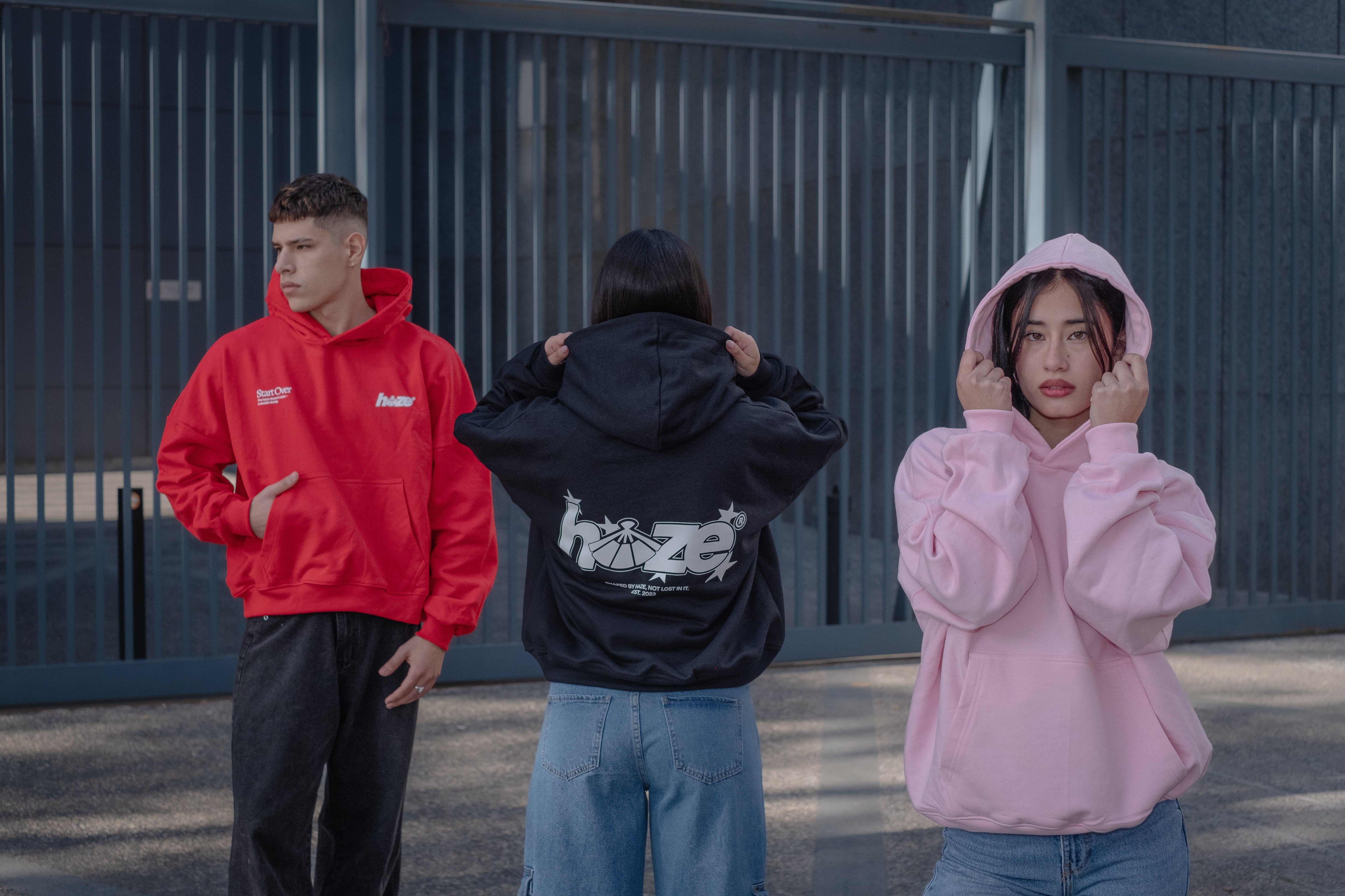 Boxy Fit Hoodie "Star" Red