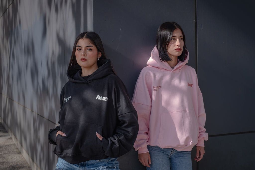 Boxy Fit Hoodie "Star" Black