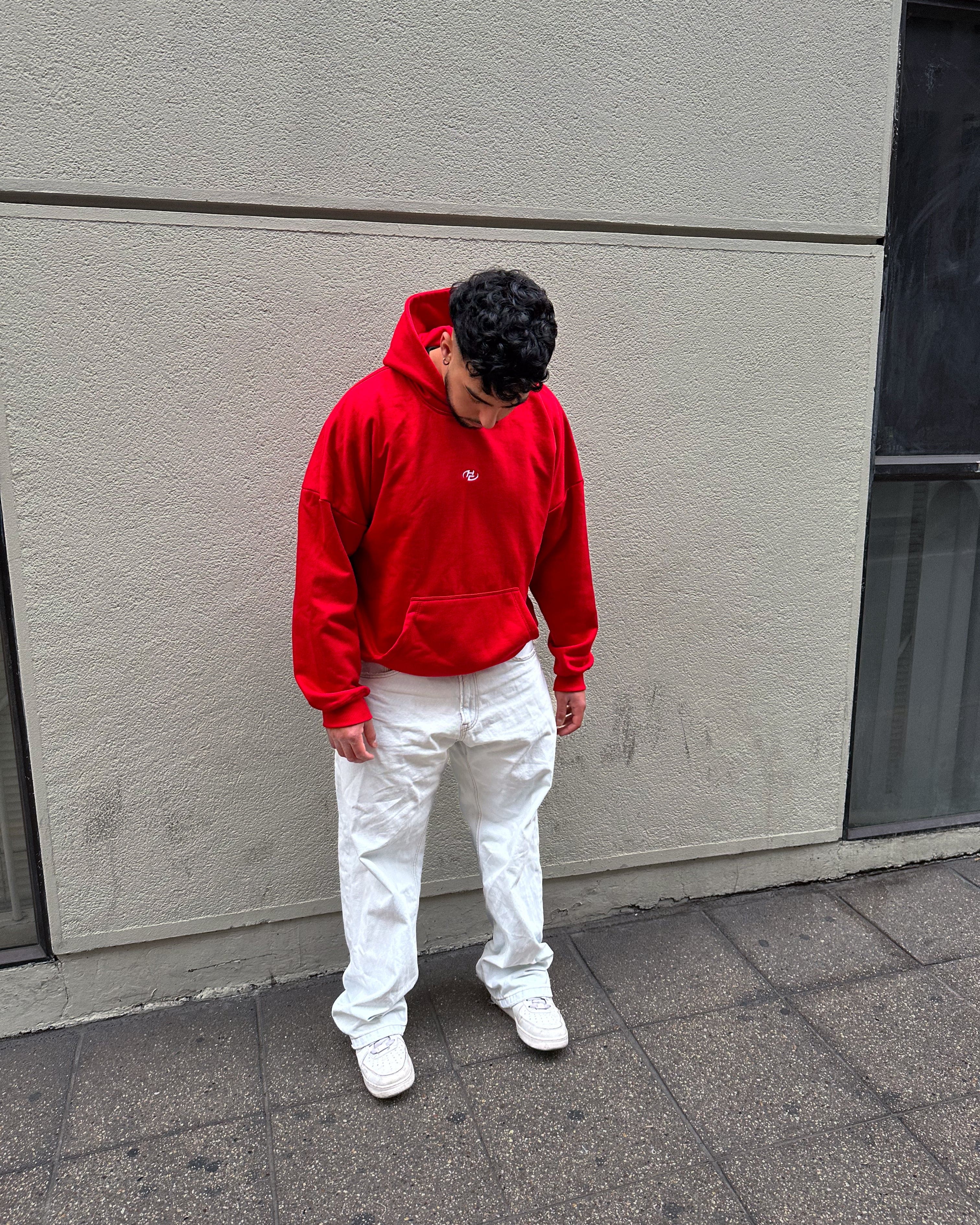 Boxy Fit Hoodie Red