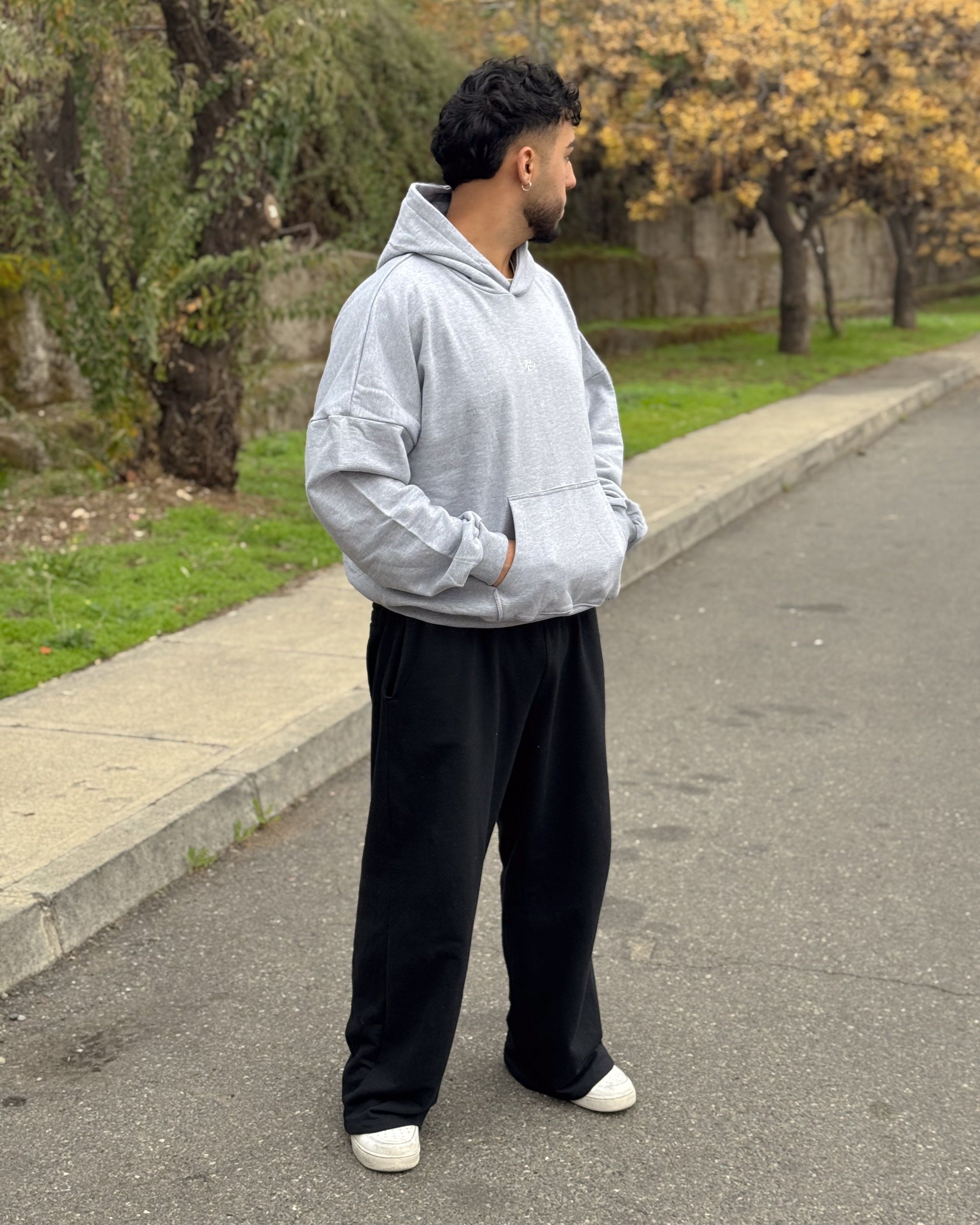 Boxy Fit Hoodie Melange Grey