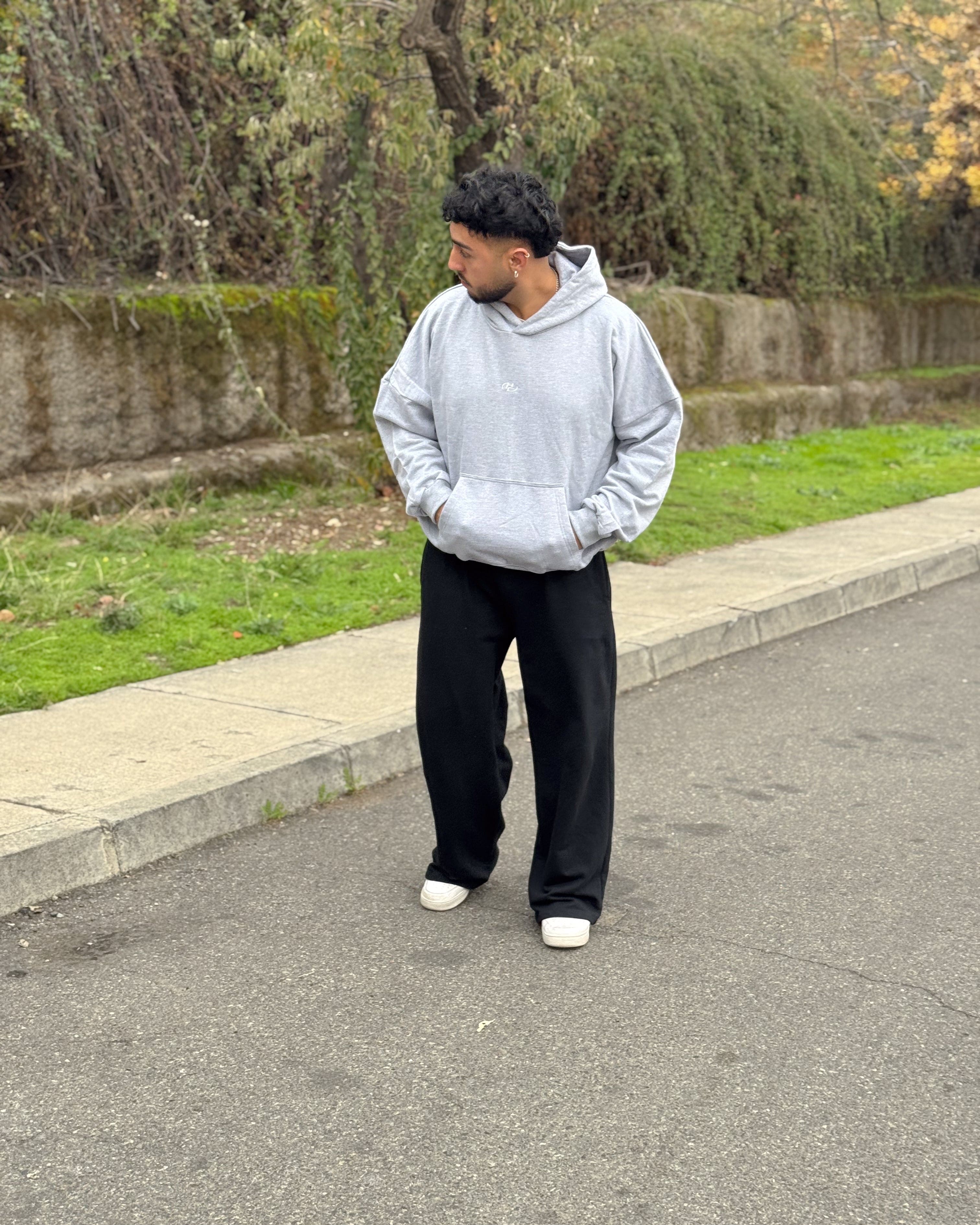 Boxy Fit Hoodie Melange Grey