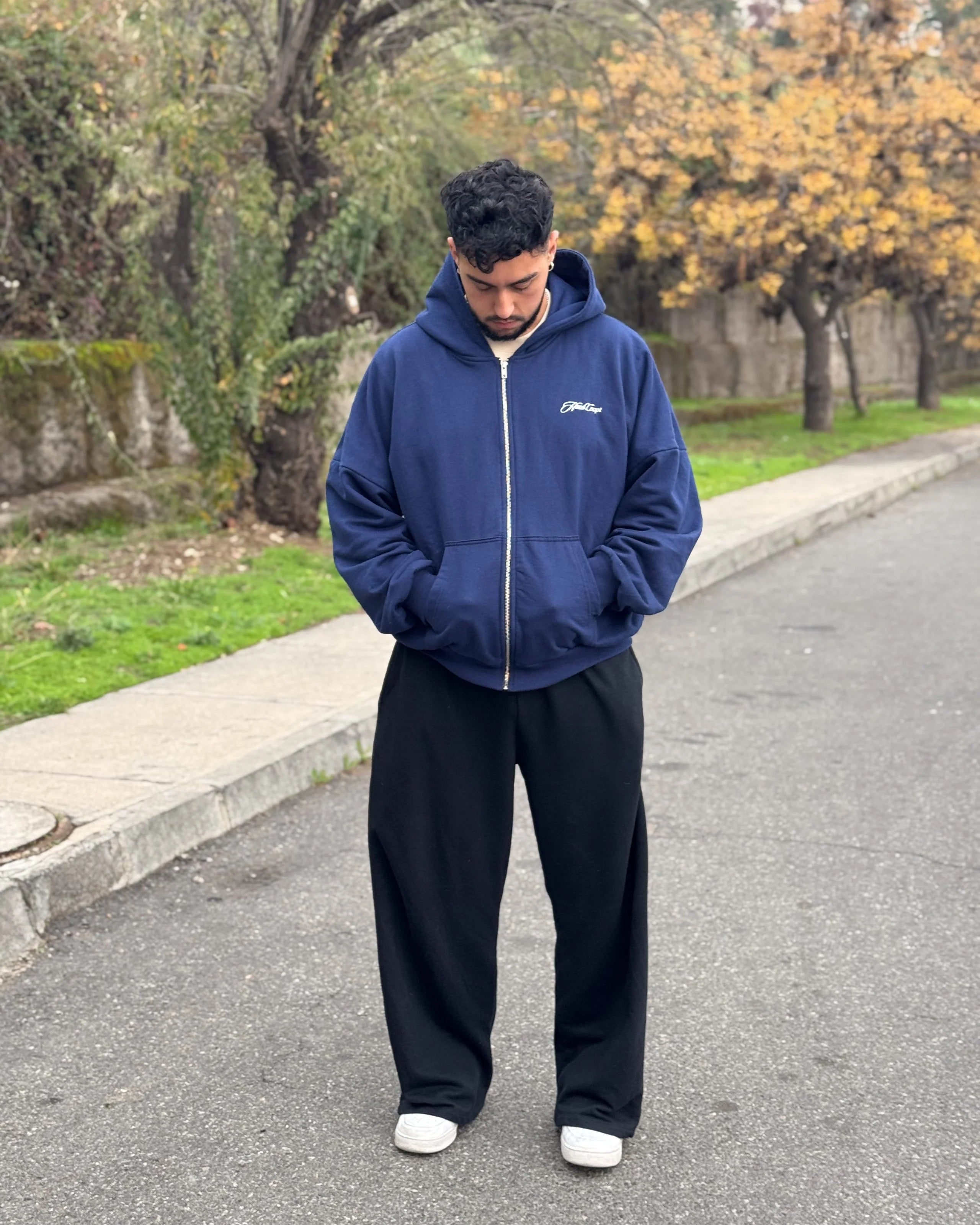 Zip Up Hoodie Navy Blue