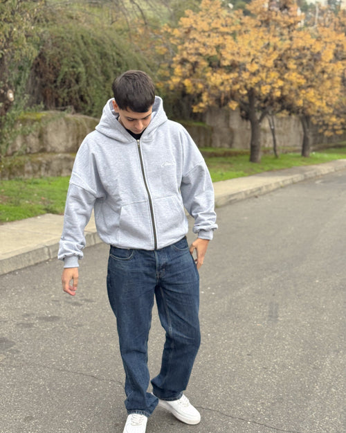 Zip Up Hoodie Melange Grey