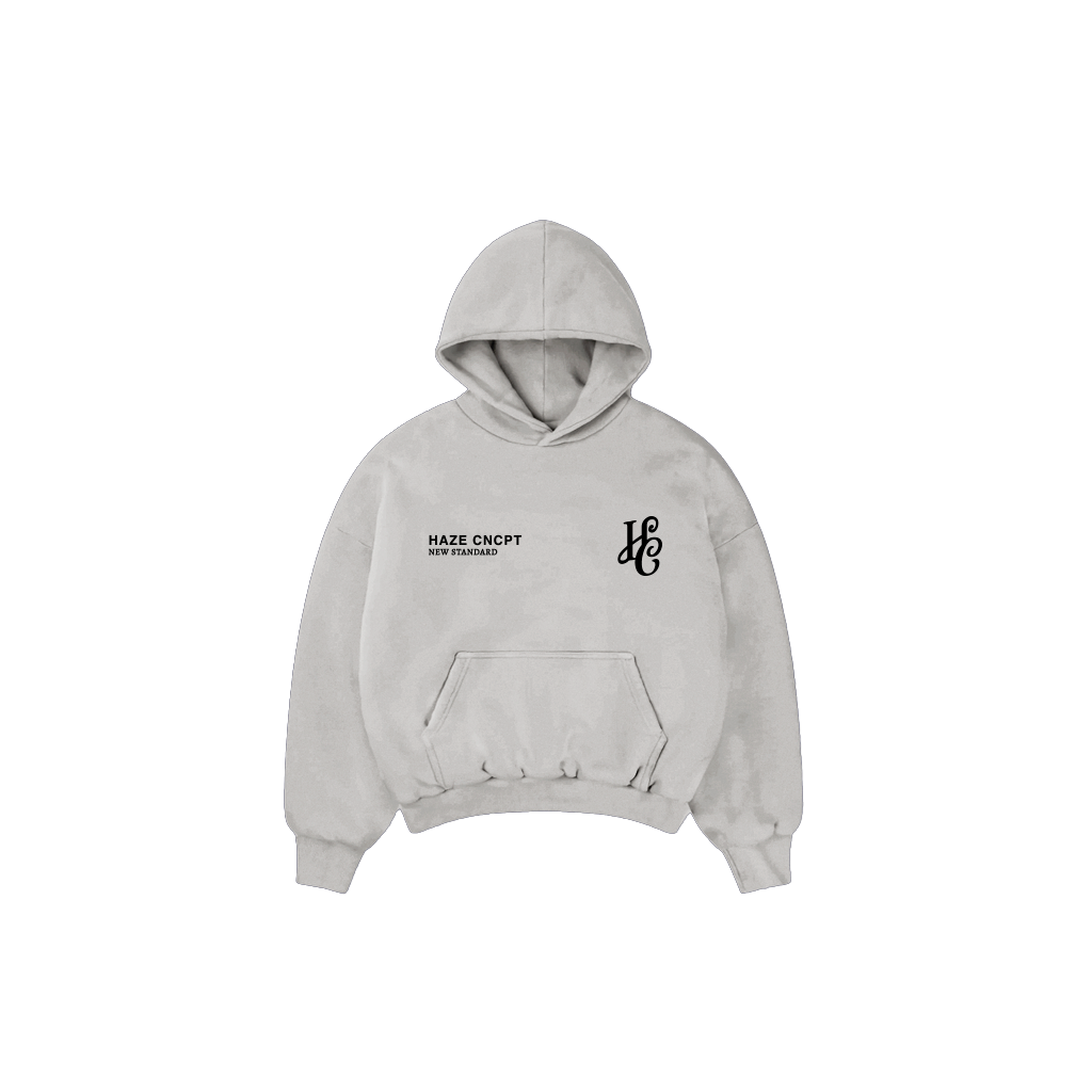 Boxy Fit Hoodie "Signature" Melange Grey