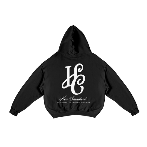 Boxy Fit Hoodie "Signature" Black