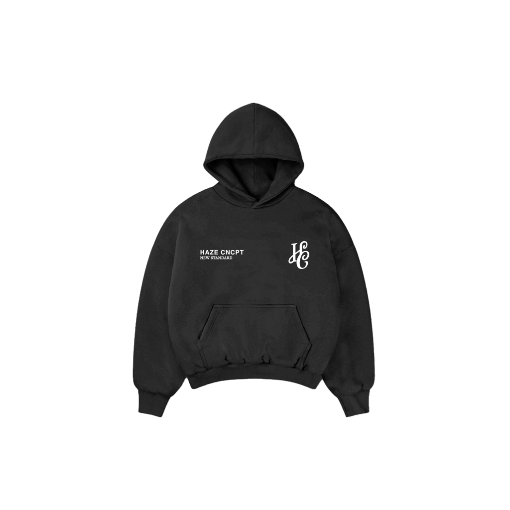 Boxy Fit Hoodie "Signature" Black