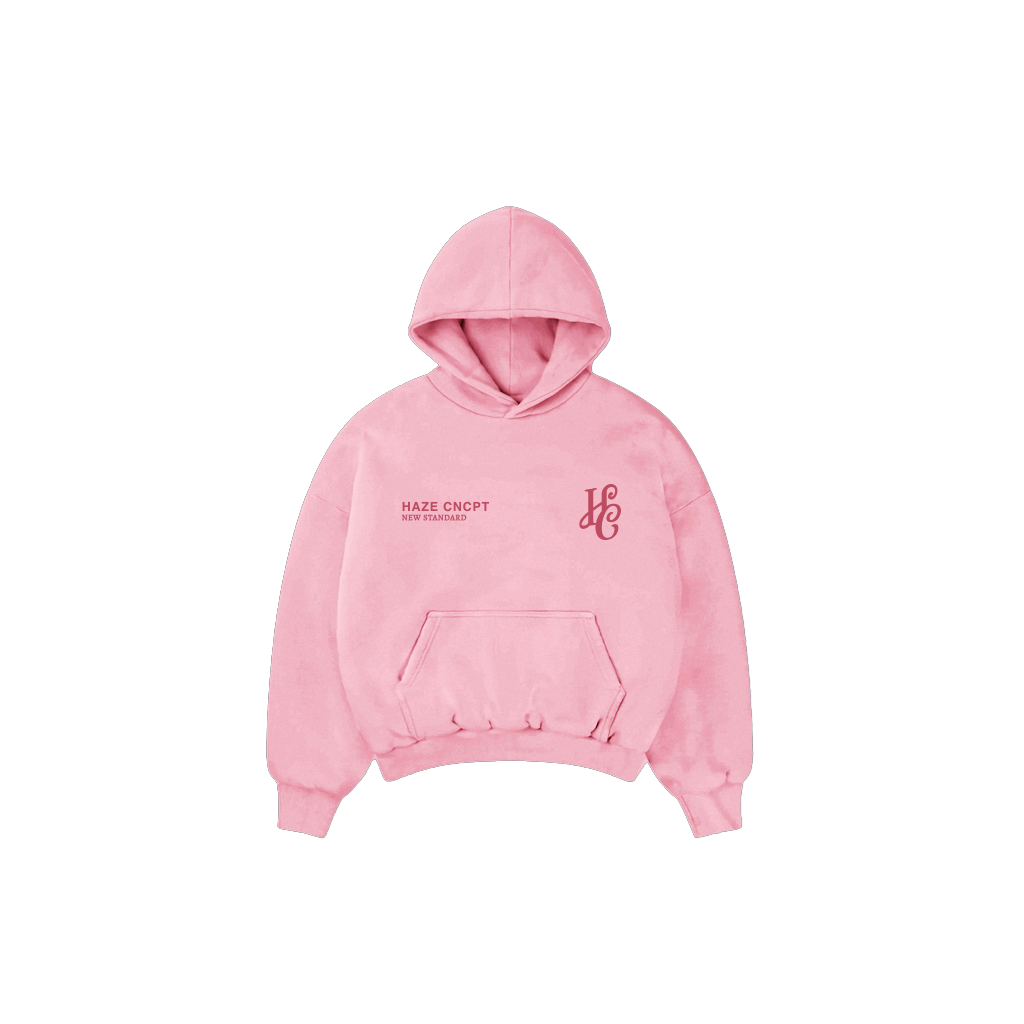 Boxy Fit Hoodie "Signature" Pink