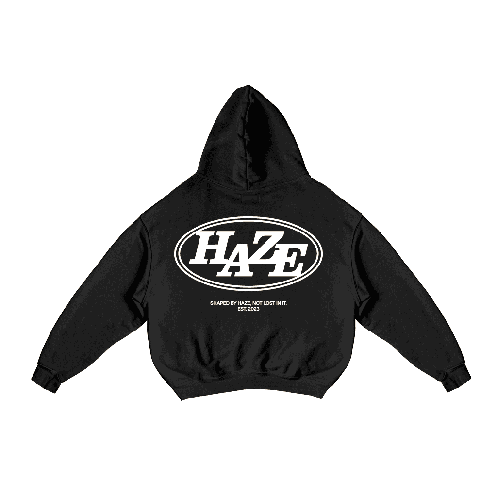 Boxy Fit Hoodie "Haze" Black