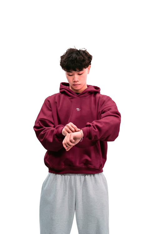 Boxy Fit Hoodie Burgundy HEAVYWEIGHT