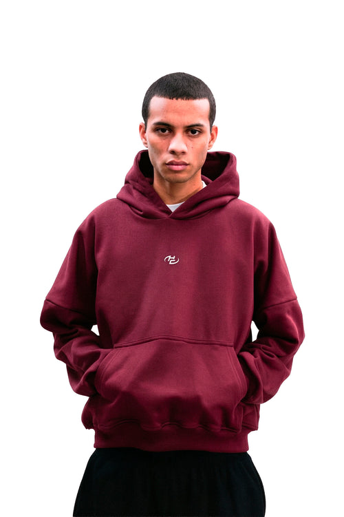 Boxy Fit Hoodie Burgundy HEAVYWEIGHT
