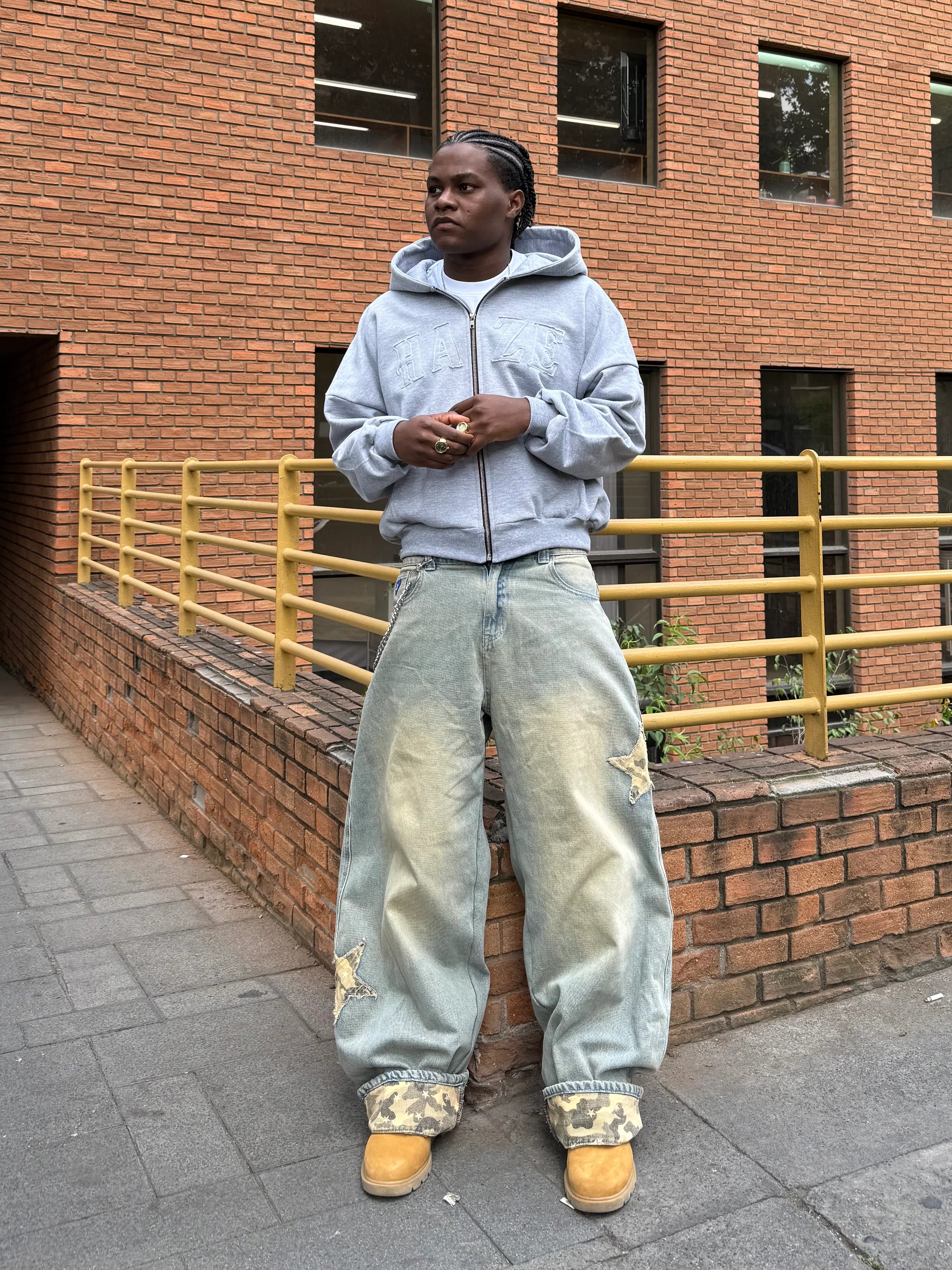 Zip Up "Logo" Melange Grey